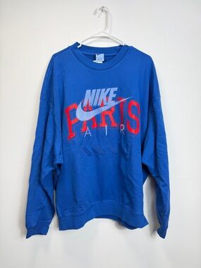 Nike Men’s Royal Blue Crewneck Sweatshirt with Red & Light Blue Logo
